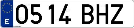 Ejemplo de matrícula española 0514 BHZ