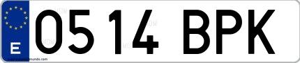 Ejemplo de matrícula española 0514 BPK