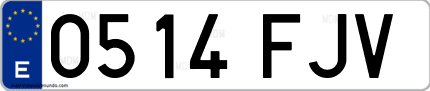 Ejemplo de matrícula de coche ordinaria 0514 FJV