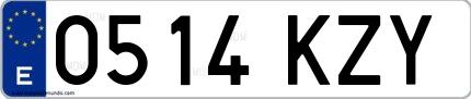 Ejemplo de matrícula española 0514 KZY