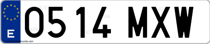 Ejemplo de matrícula de coche ordinaria 0514 MXW