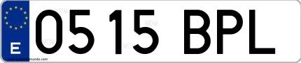 Ejemplo de matrícula española 0515 BPL