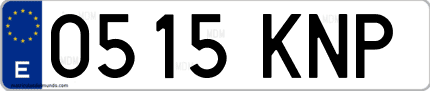 Ejemplo de matrícula de coche ordinaria 0515 KNP