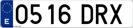Ejemplo de matrícula española 0516 DRX