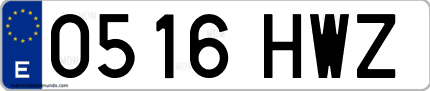Ejemplo de matrícula de coche ordinaria 0516 HWZ
