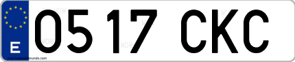 Ejemplo de matrícula de coche ordinaria 0517 CKC