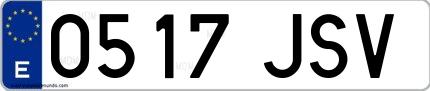 Ejemplo de matrícula española 0517 JSV