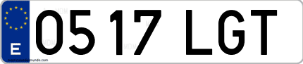 Ejemplo de matrícula de coche ordinaria 0517 LGT