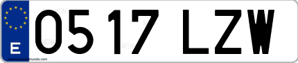 Ejemplo de matrícula de coche ordinaria 0517 LZW