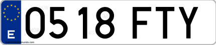 Ejemplo de matrícula de coche ordinaria 0518 FTY