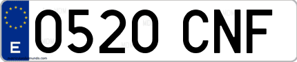 Ejemplo de matrícula de coche ordinaria 0520 CNF