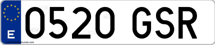 Ejemplo de matrícula de coche ordinaria 0520 GSR