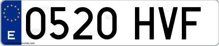 Ejemplo de matrícula española 0520 HVF