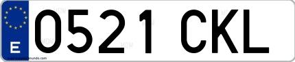 Ejemplo de matrícula española 0521 CKL