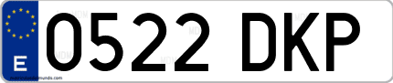 Ejemplo de matrícula de coche ordinaria 0522 DKP