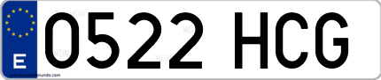 Ejemplo de matrícula de coche ordinaria 0522 HCG