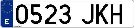 Ejemplo de matrícula española 0523 JKH