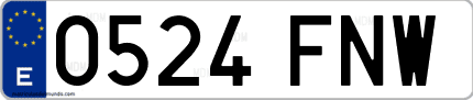 Ejemplo de matrícula de coche ordinaria 0524 FNW