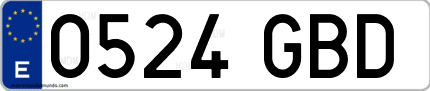 Ejemplo de matrícula de coche ordinaria 0524 GBD