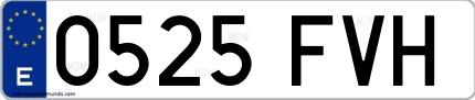 Ejemplo de matrícula española 0525 FVH