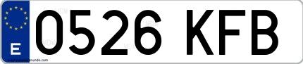 Ejemplo de matrícula española 0526 KFB