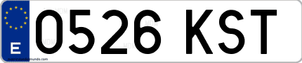 Ejemplo de matrícula de coche ordinaria 0526 KST