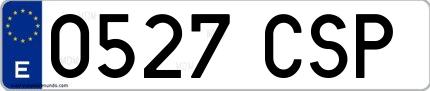 Ejemplo de matrícula española 0527 CSP