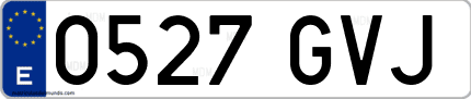 Ejemplo de matrícula de coche ordinaria 0527 GVJ