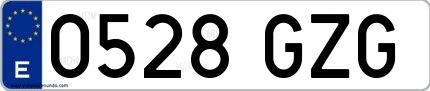 Ejemplo de matrícula española 0528 GZG