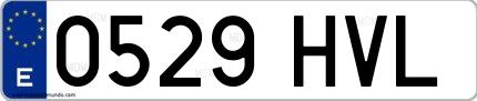 Ejemplo de matrícula española 0529 HVL