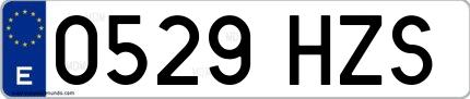 Ejemplo de matrícula española 0529 HZS
