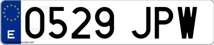Ejemplo de matrícula española 0529 JPW