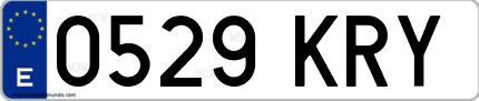Ejemplo de matrícula de coche ordinaria 0529 KRY