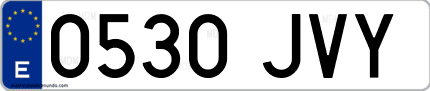 Ejemplo de matrícula de coche ordinaria 0530 JVY