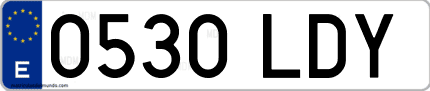 Ejemplo de matrícula de coche ordinaria 0530 LDY