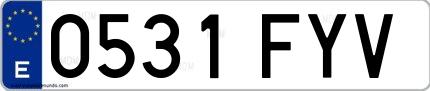 Ejemplo de matrícula española 0531 FYV