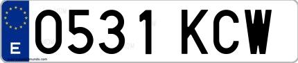 Ejemplo de matrícula española 0531 KCW