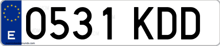 Ejemplo de matrícula de coche ordinaria 0531 KDD