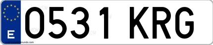 Ejemplo de matrícula española 0531 KRG