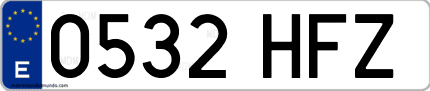 Ejemplo de matrícula de coche ordinaria 0532 HFZ