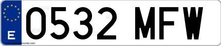 Ejemplo de matrícula española 0532 MFW
