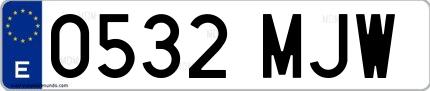 Ejemplo de matrícula española 0532 MJW