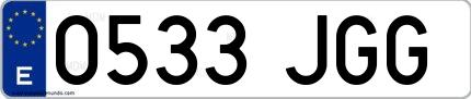 Ejemplo de matrícula española 0533 JGG