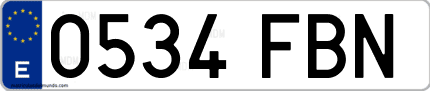 Ejemplo de matrícula de coche ordinaria 0534 FBN