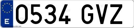 Ejemplo de matrícula española 0534 GVZ