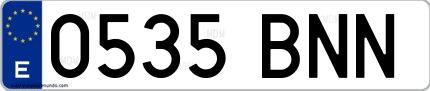 Ejemplo de matrícula de coche ordinaria 0535 BNN
