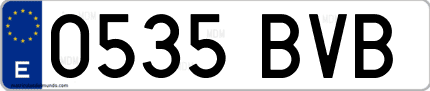 Ejemplo de matrícula de coche ordinaria 0535 BVB