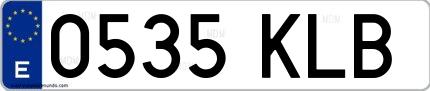 Ejemplo de matrícula española 0535 KLB