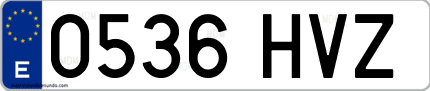 Ejemplo de matrícula de coche ordinaria 0536 HVZ