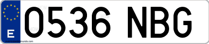 Ejemplo de matrícula de coche ordinaria 0536 NBG